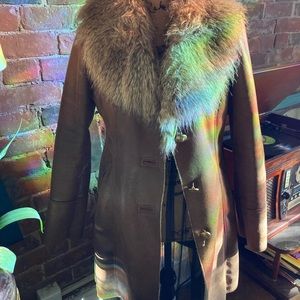 Guess fur collar coat